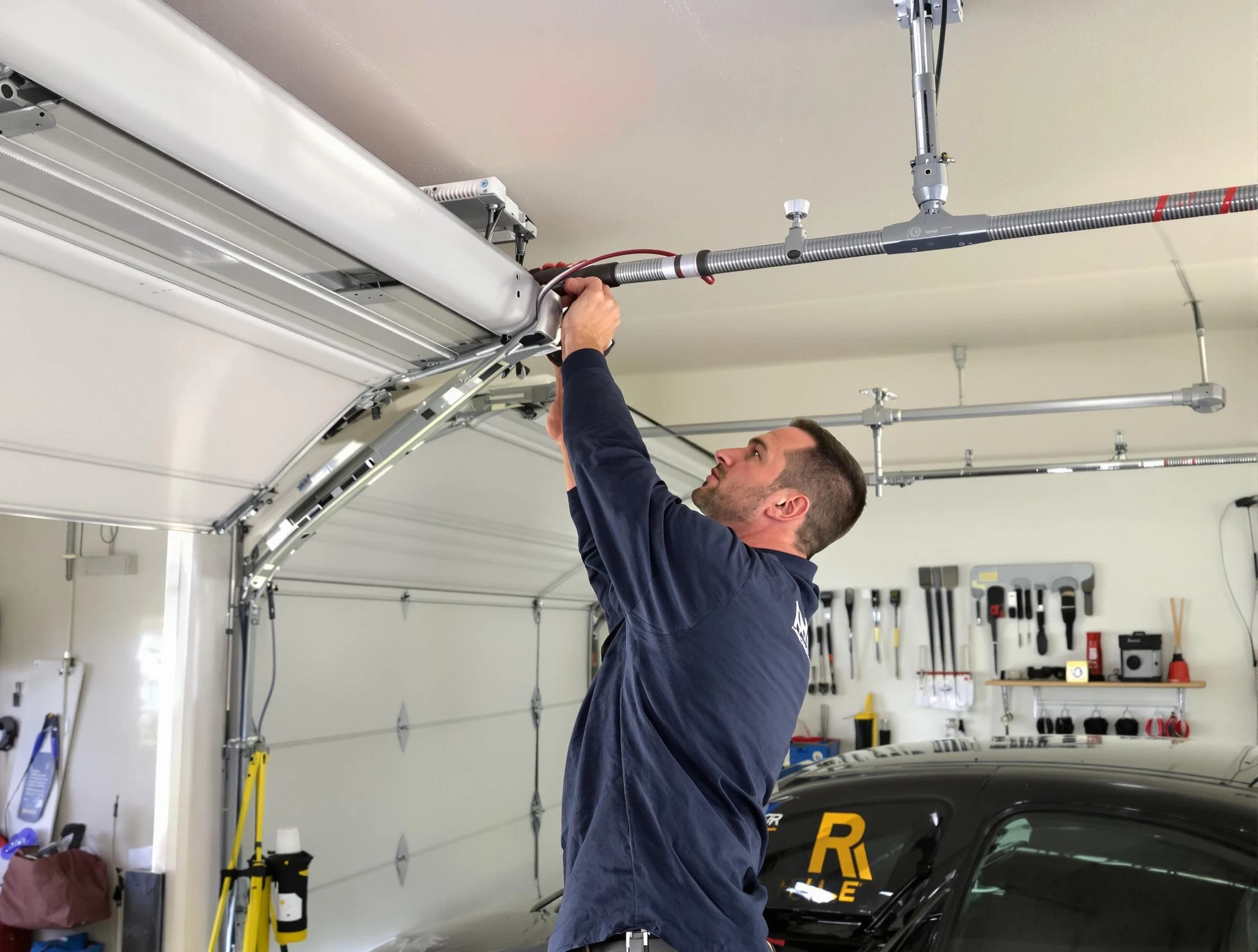 Purcell Garage Door Repair technician performing garage door cable repair in Purcell