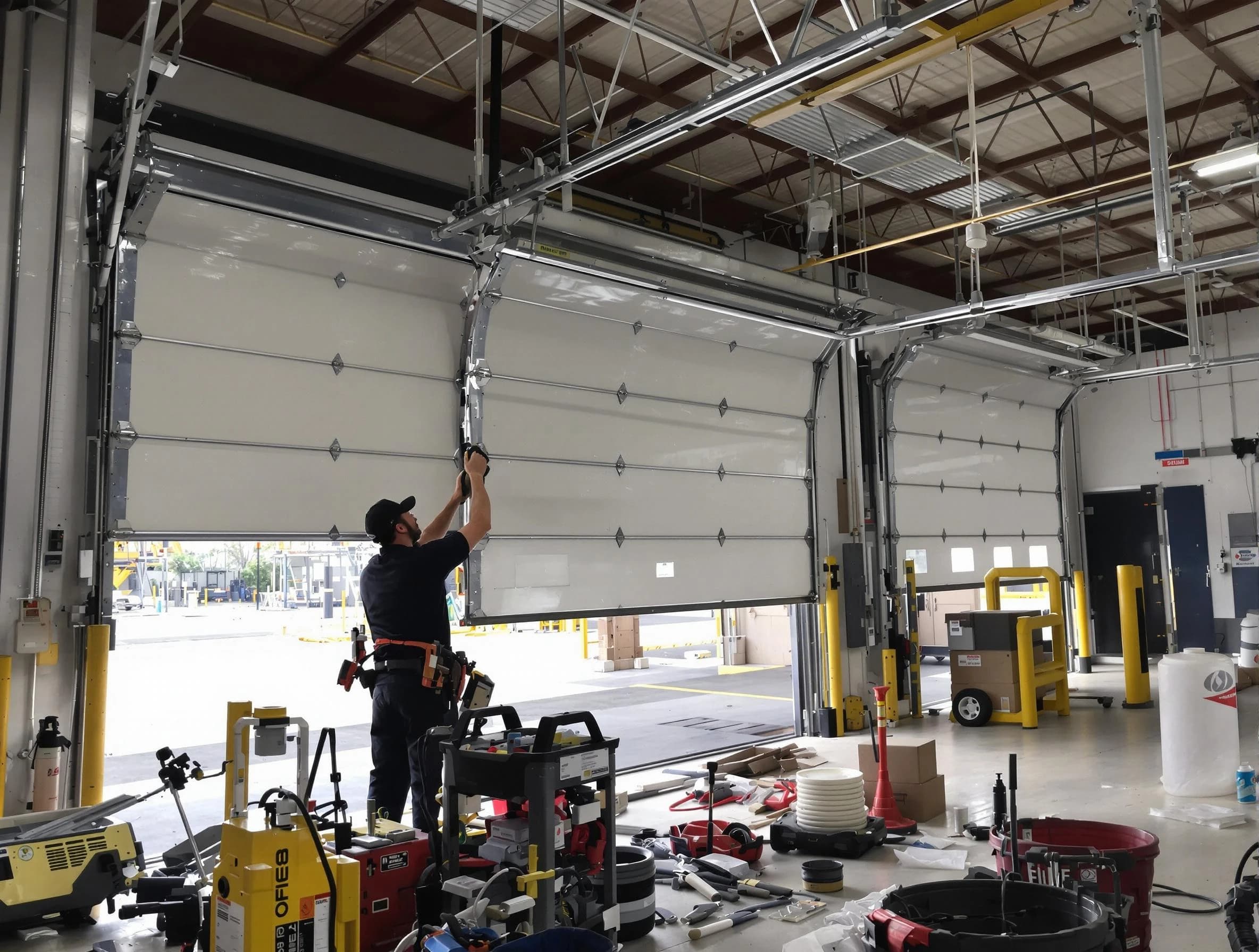 Purcell Garage Door Repair technician performing commercial garage door repair in Purcell