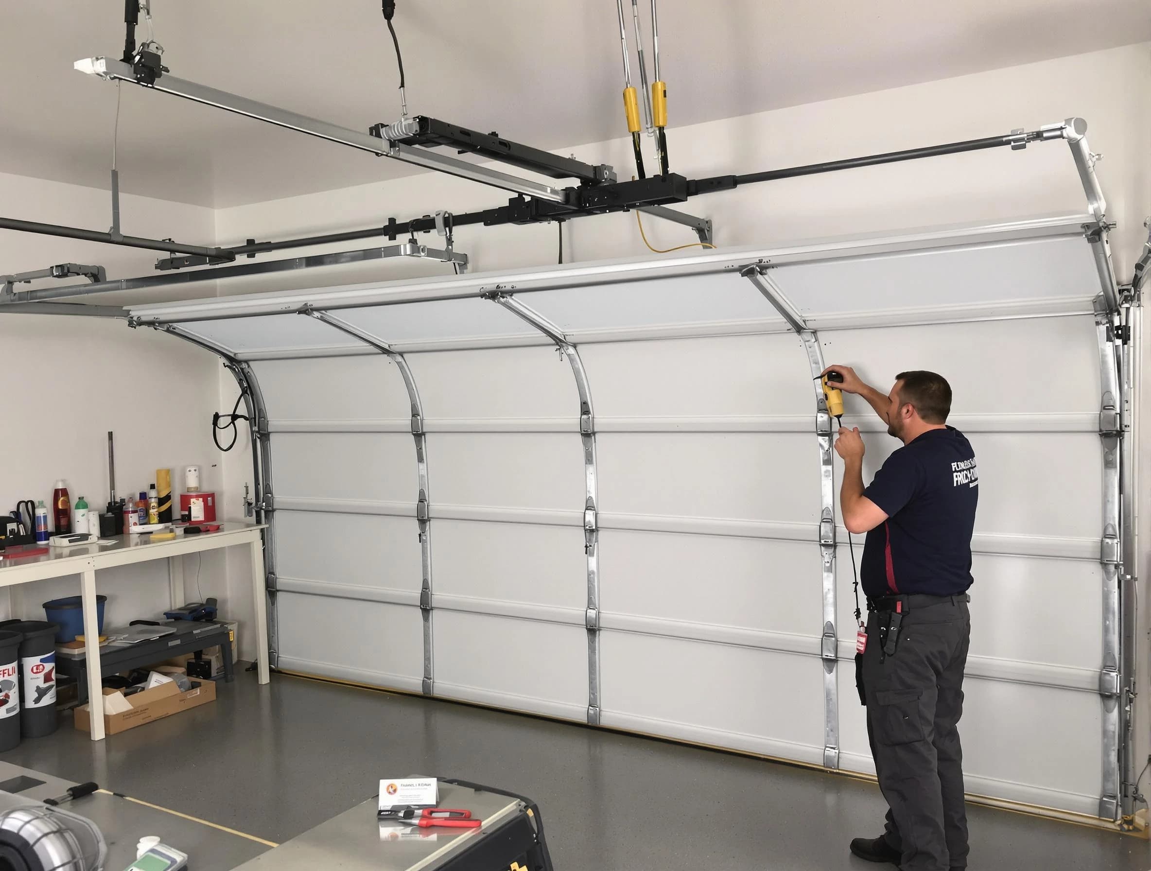 Purcell Garage Door Repair certified technician performing overhead door system repair in Purcell