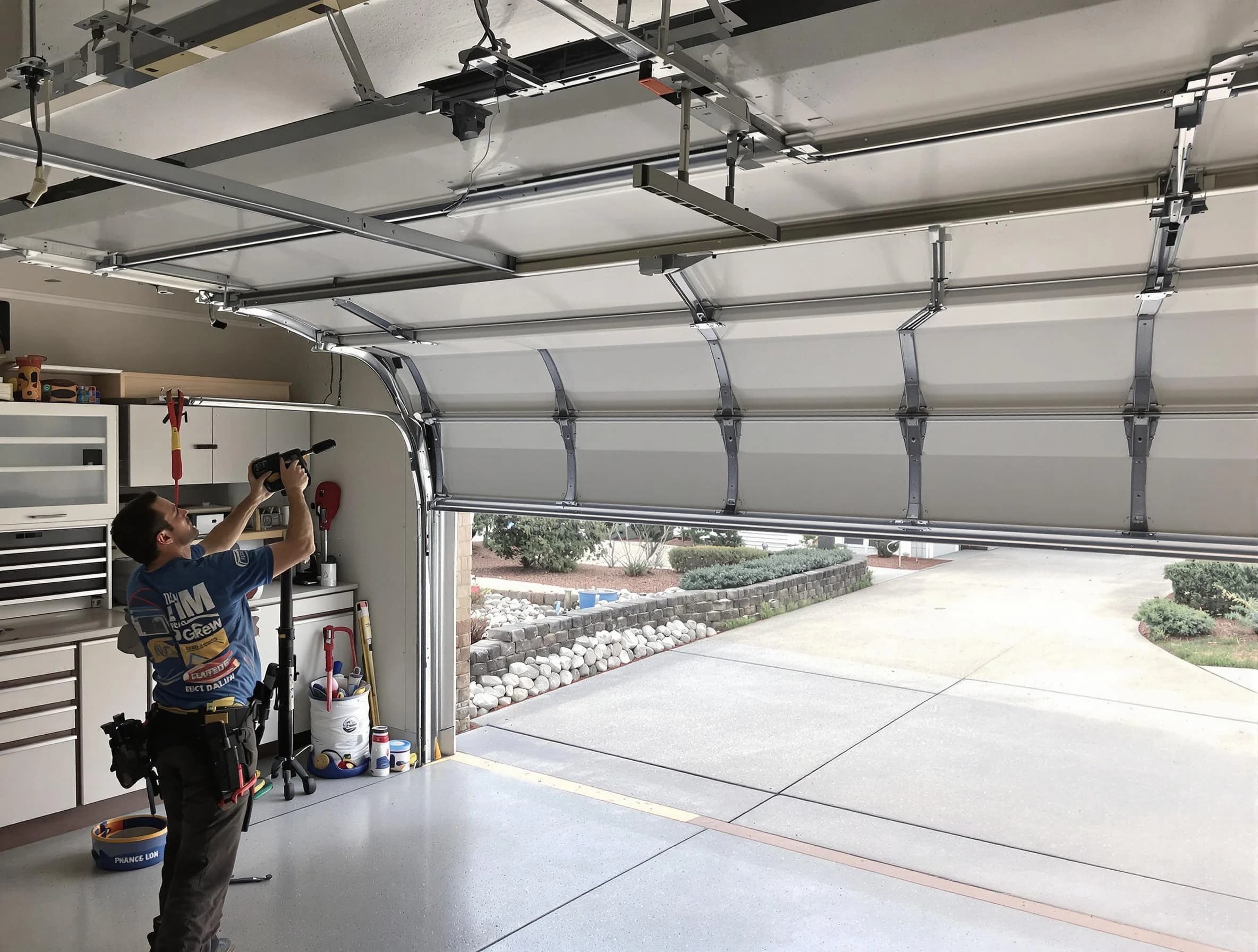 Garage door track repair service by Purcell Garage Door Repair in Purcell