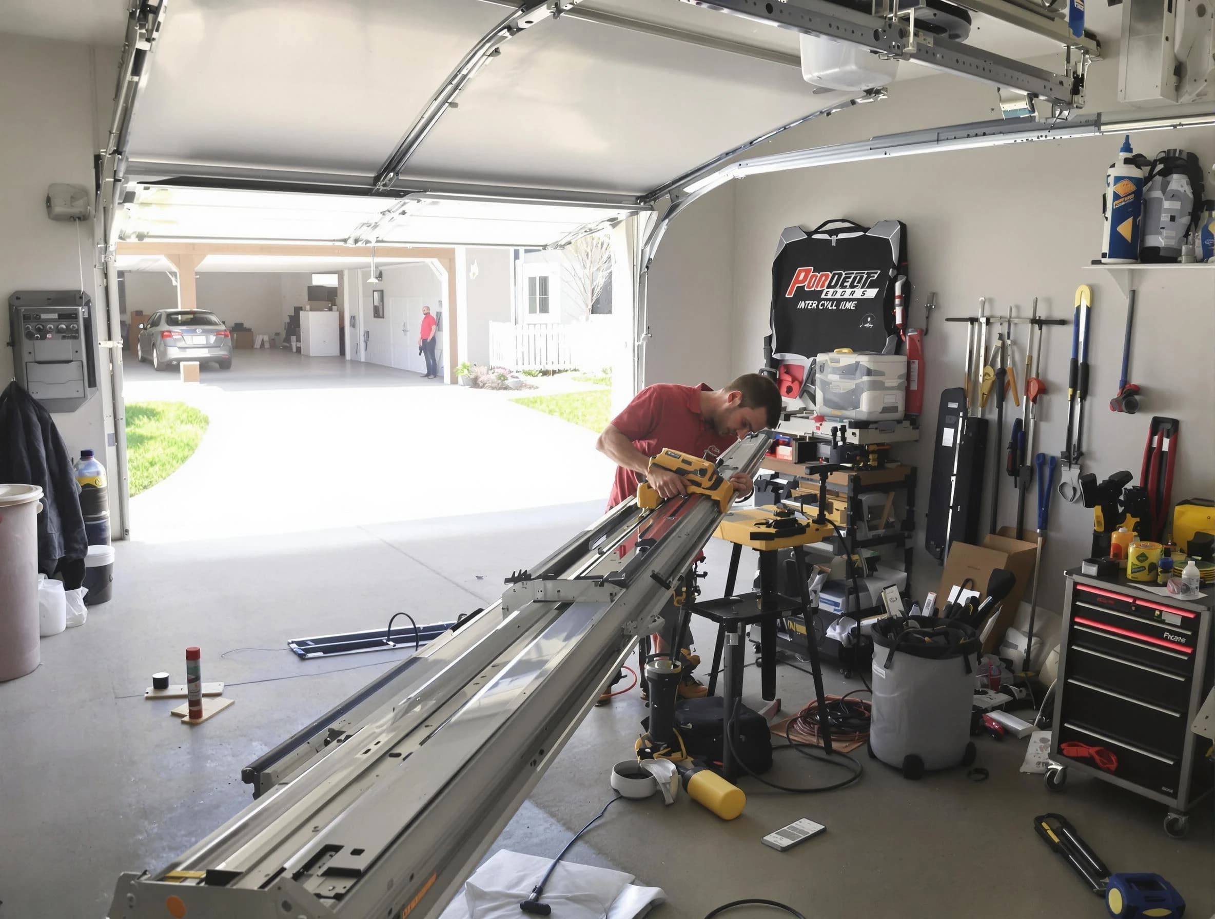 Purcell Garage Door Repair expert performing track repair in Purcell