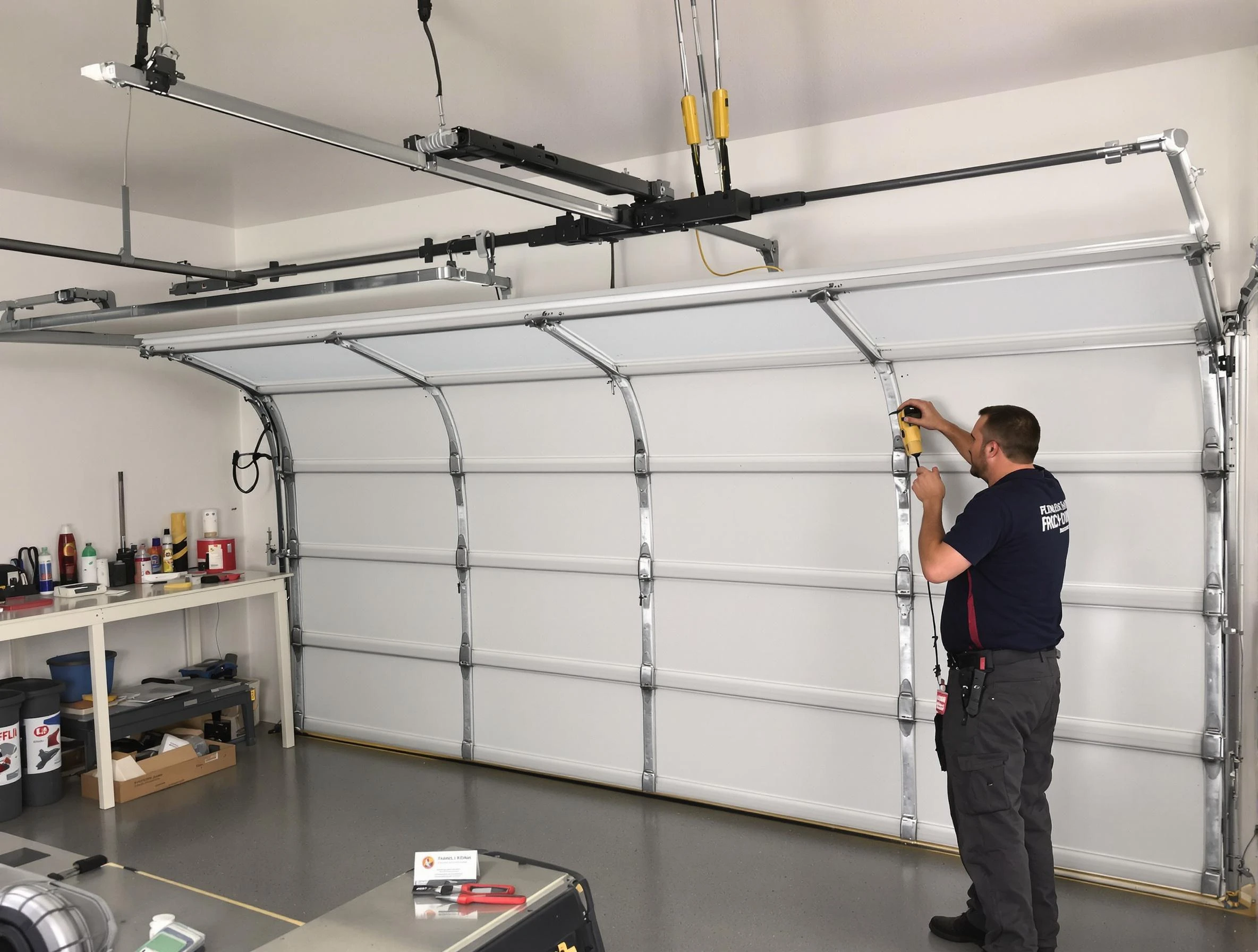 Purcell Garage Door Repair certified technician performing overhead door system repair in Purcell