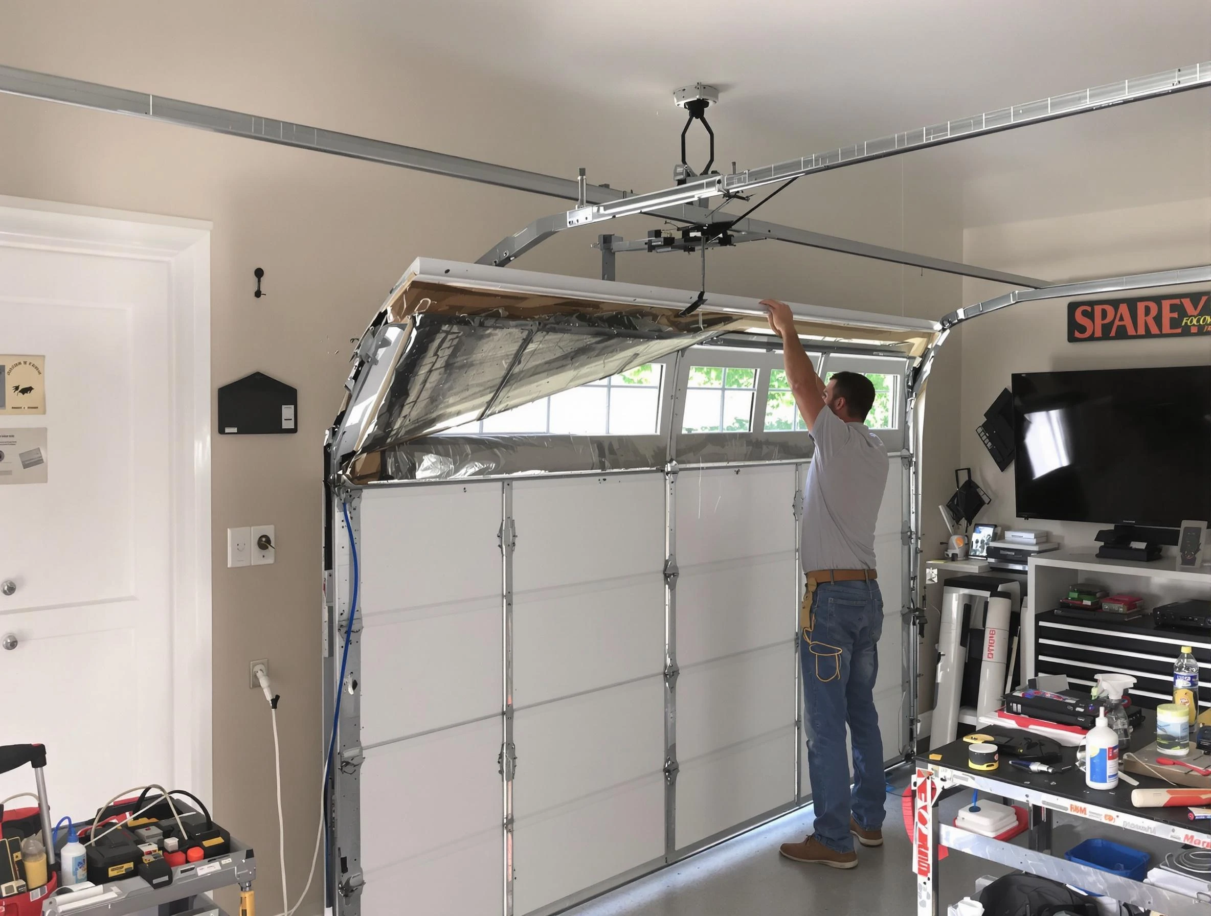 Garage door section replacement by Purcell Garage Door Repair in Purcell