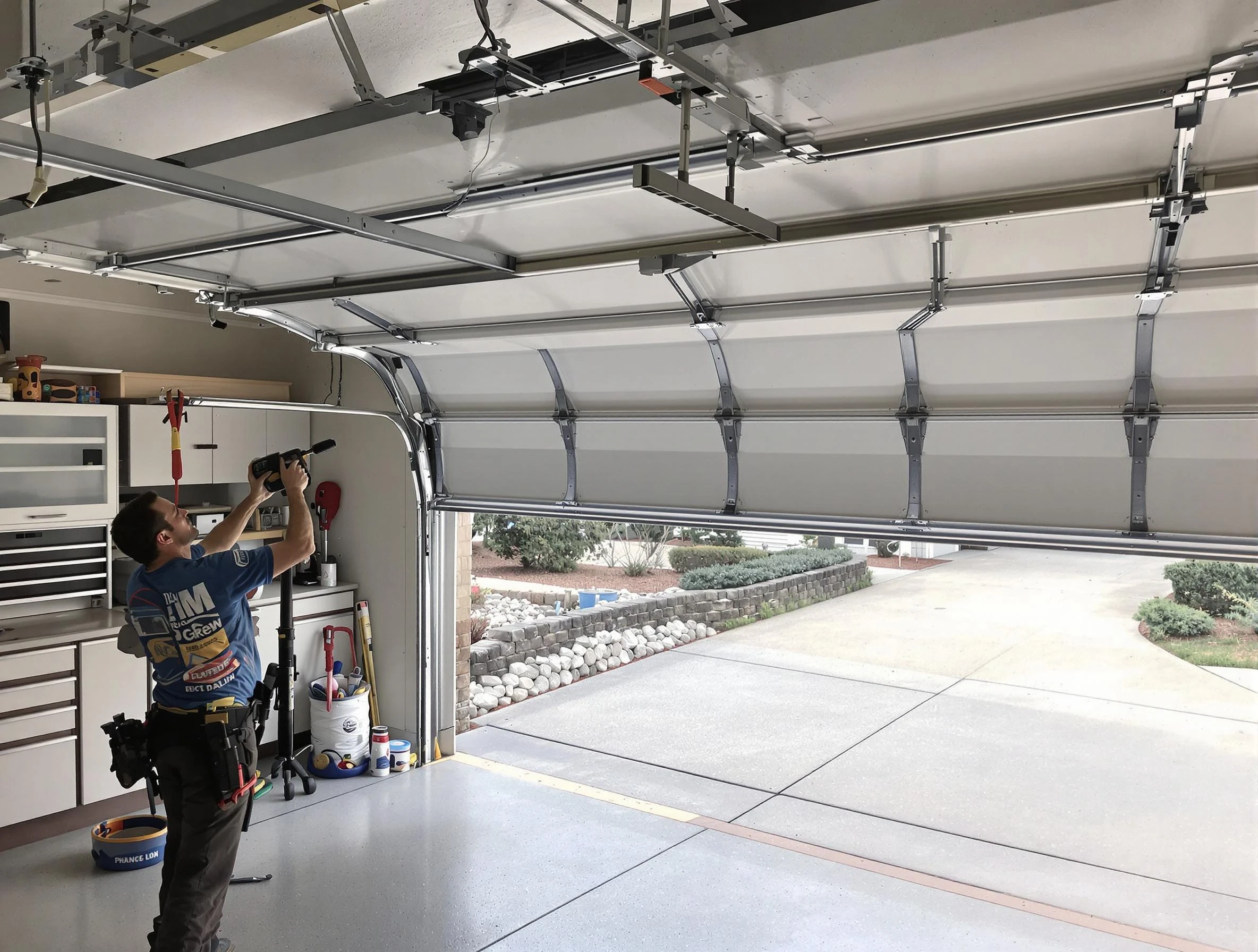 Garage door track repair service by Purcell Garage Door Repair in Purcell